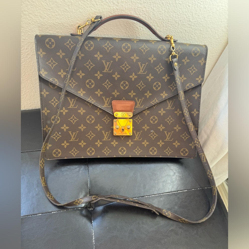 Louis Vuitton Monogram Briefcase with crossbody strap (and keys)